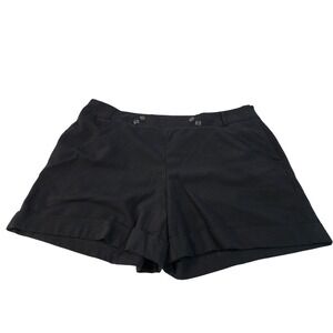 Daisy Fuentes Womens Onyx Black Dress Shorts Size 14 Cuffed Side Zip Stretch